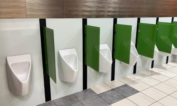 EcoFlush urinal patented trap system close-up